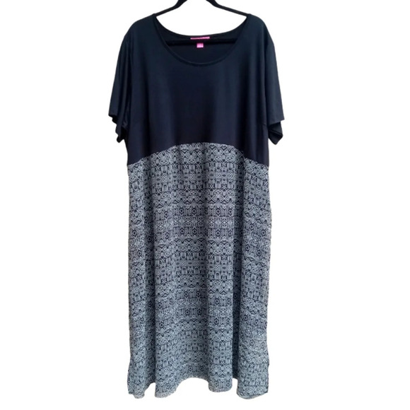 Woman Within Black and Gray Midi Dress 2XL - Picture 1 of 8